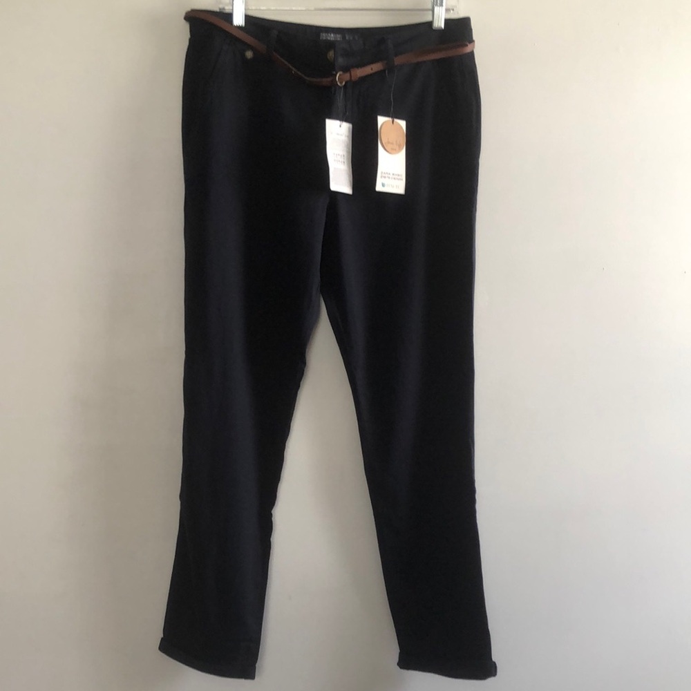 Zara basic Dark blue  Pants with Brown Belt